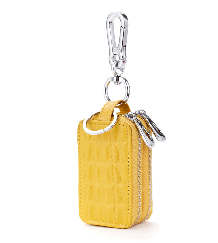 Atslēgu maciņš ar dubulto rāvējslēdzēju, īsta āda (pirmās pakāpes liellādas āda), vienkrāsains, modelis 541215, poliestera iekšpuse, pretzādzības funkcija