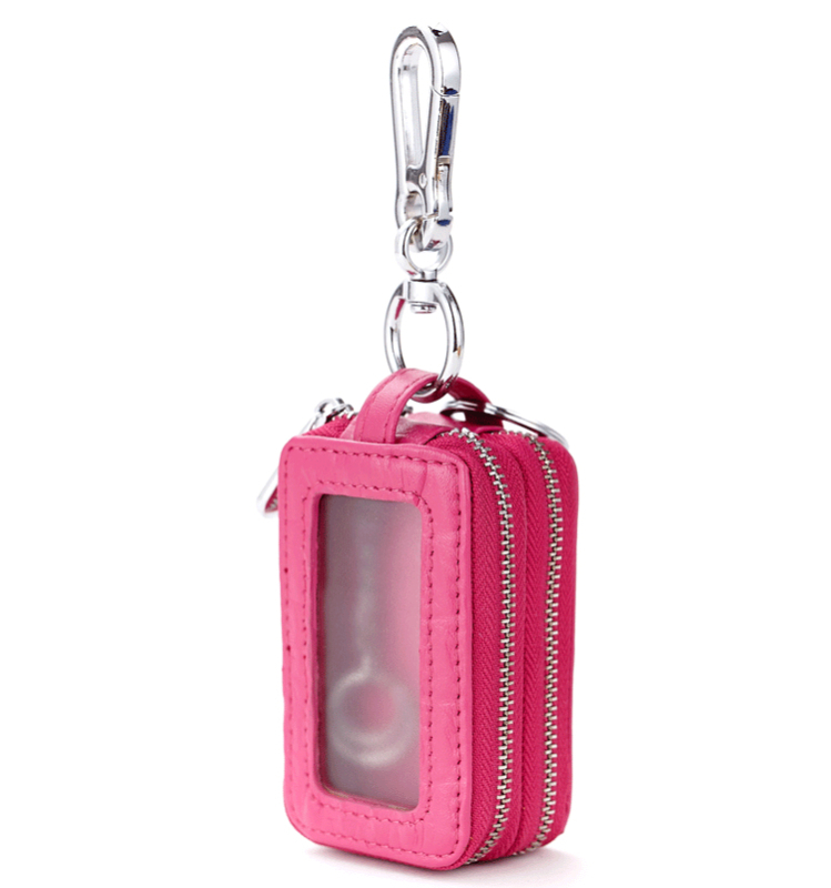 Atslēgu maciņš ar dubulto rāvējslēdzēju, īsta āda (pirmās pakāpes liellādas āda), vienkrāsains, modelis 541215, poliestera iekšpuse, pretzādzības funkcija