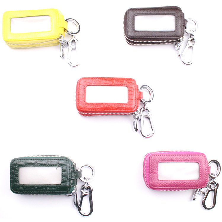 Atslēgu maciņš ar dubulto rāvējslēdzēju, īsta āda (pirmās pakāpes liellādas āda), vienkrāsains, modelis 541215, poliestera iekšpuse, pretzādzības funkcija