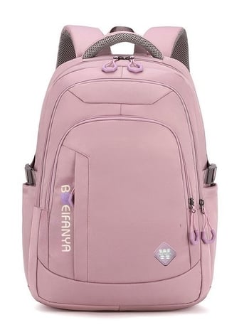 Uniszex nylon iskolai hátizsák, 20–35 literes kapacitás, 14 hüvelykes laptophoz illeszkedik, betűs mintázat, légpárnás vállpántok