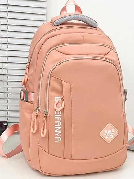 Uniszex nylon iskolai hátizsák, 20–35 literes kapacitás, 14 hüvelykes laptophoz illeszkedik, betűs mintázat, légpárnás vállpántok