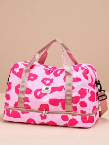 Τσάντα ταξιδιού με λεοπάρ print, μεγάλη χωρητικότητα 20–35 L, Oxford ύφασμα, αδιάβροχη, διαχωρισμός υγρών/ξηρών