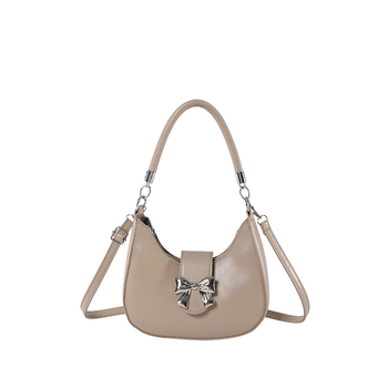 Τσάντα PU υπό μασχάλη, σε σχήμα μισοφέγγαρου, κλείσιμο με φερμουάρ, πολυεστερική επένδυση, μονή ιμάντας