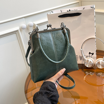 Γυναικεία τσάντα PU με κλείσιμο κλειδαριάς, κάθετης τετράγωνης μορφής και κρυφή τσέπη με φερμουάρ