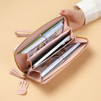 Portofel cu model urs, ciucuri, organizator pentru carduri și telefon, PVC, design cu o singură clapetă, stil urban simplu, pentru uz zilnic