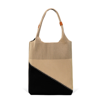 Fly knit tote bag с градски минималистичен стил, полиестерна материя, вертикална квадратна форма, отворен джоб, джоб за мобилен телефон