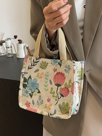 Τσάντα Tote καθημερινής χρήσης με μεγάλη χωρητικότητα — καμβάς, επένδυση πολυεστέρα, κάθετη τετράγωνη μορφή, φερμουάρ, τρισδιάστατη εξωτερική τσάντα