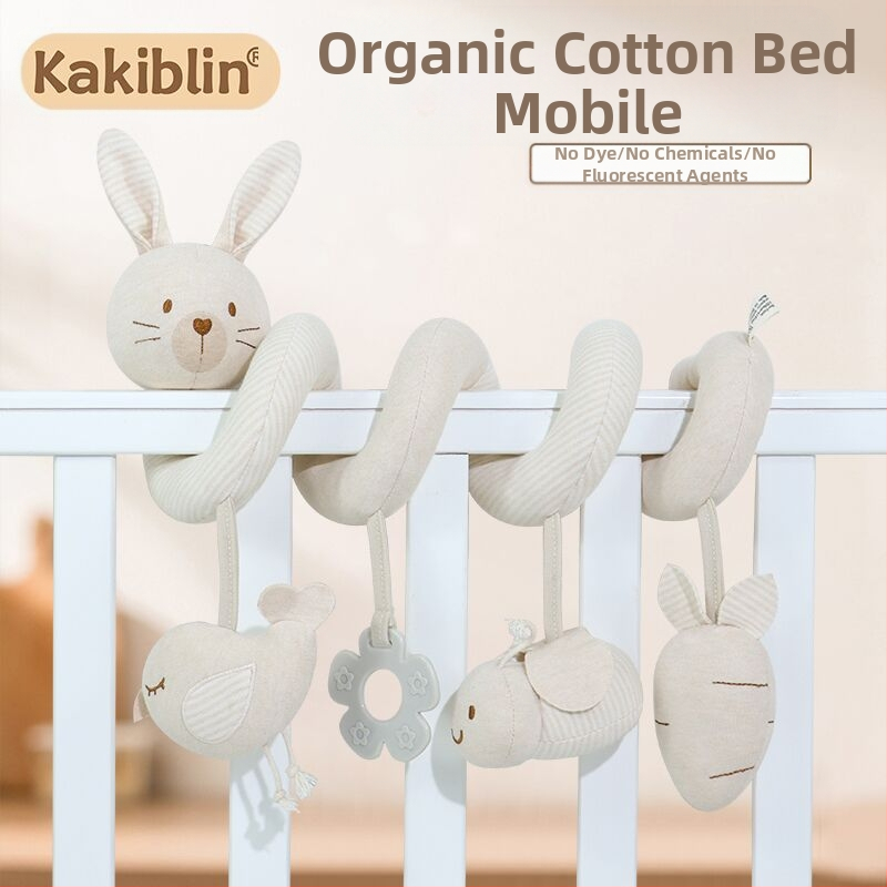 kakiblin Organinė medvilninė lovos pakabinama žaislas kūdikiams ir mažiems vaikams, ankstyvasis ugdymas, audinio žaislas, 0–3 metai