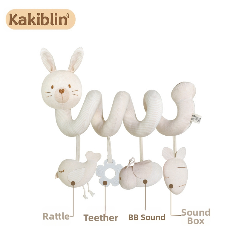 kakiblin Органична памучна играчка за закачване върху легло за бебета и малки деца, ранно образование, платнена играчка, 0–3 години