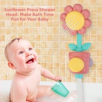 Vannas rotaļlieta zīdaiņiem ar rokas izsmidzināšanu saulespuķes formā, plastmasa, 0–3 gadi