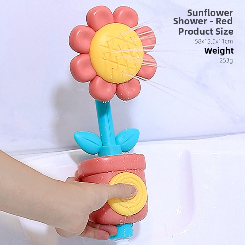 Vannas rotaļlieta zīdaiņiem ar rokas izsmidzināšanu saulespuķes formā, plastmasa, 0–3 gadi