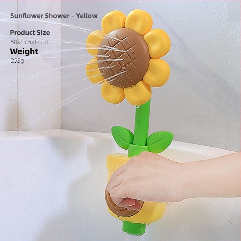 Vannas rotaļlieta zīdaiņiem ar rokas izsmidzināšanu saulespuķes formā, plastmasa, 0–3 gadi