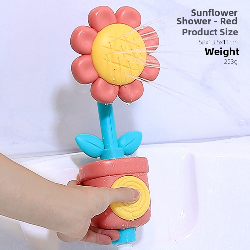 Vannas rotaļlieta zīdaiņiem ar rokas izsmidzināšanu saulespuķes formā, plastmasa, 0–3 gadi