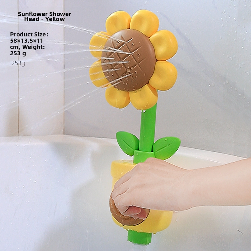 Vannas rotaļlieta zīdaiņiem ar rokas izsmidzināšanu saulespuķes formā, plastmasa, 0–3 gadi