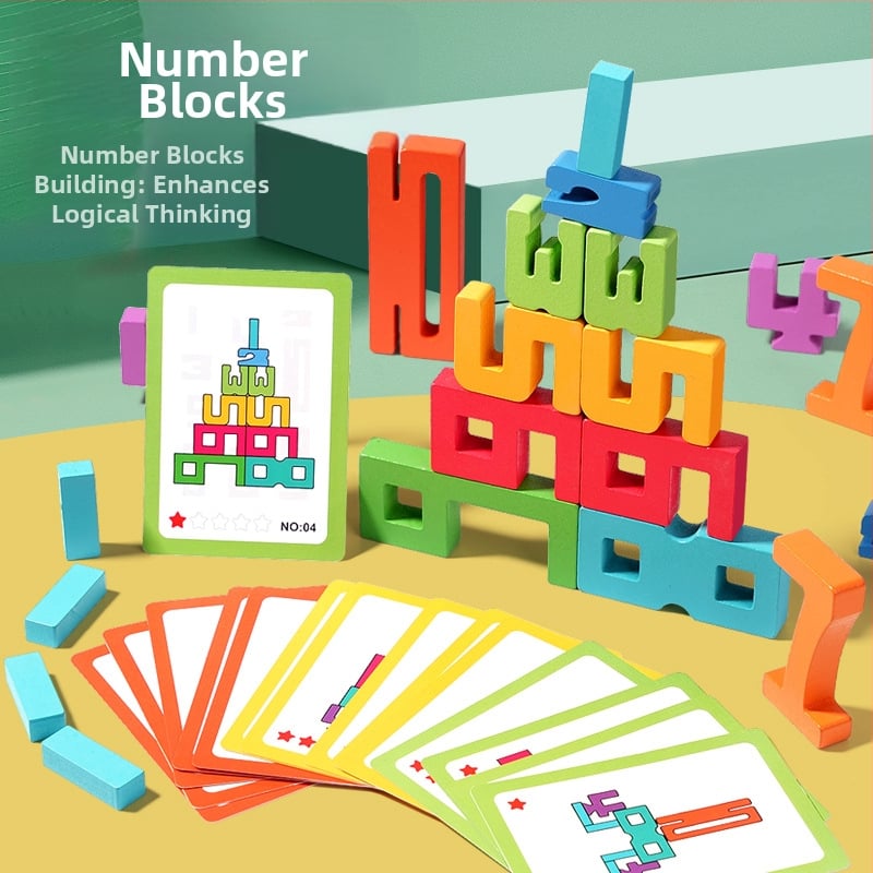 Koka 3D skaitļu blokiem agrīnajai izglītībai — Skaitīšanas domino bloki, 0–38 gabali, 4–6 gadu vecumam, ūdens bāzes krāsa