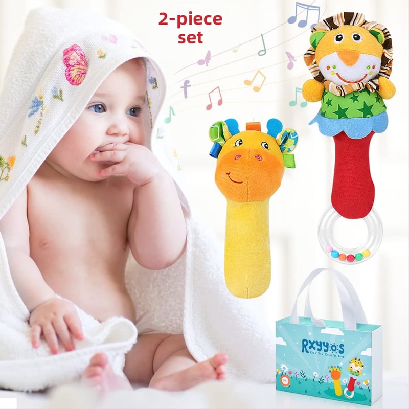 Kūdikio rankinė pliušinė žaisliukas – raminantis gyvūnėlio dizaino žaislas, skirtas 0–3 metų amžiaus, pakuotė Opp bag