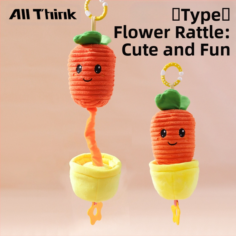 Allthink pliušinis pakabukas vežimėliui – augalų tematikos muzikos dėžutė, žaislas kūdikiams 0–3 m., raminantis