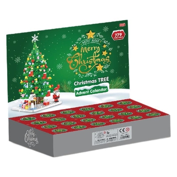 24 napos Advent karácsonyfát építő blokk játék – Mikulás téma, ABS, DIY, 0,8 kg, 7–14 éveseknek, nem elektromos