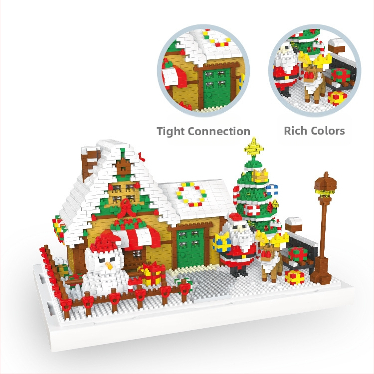 Коледно дърво с 24-дневен брояч – конструктор от строителни блокчета с тема Дядо Коледа, ABS, DIY, 0.8 кг, за деца 7–14 години, без електричество