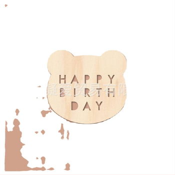 Ξύλινο αρκουδάκι για φωτογράφιση, basswood, πάχος 5 mm, στυλ Instagram, διακοσμητικό για γενέθλια