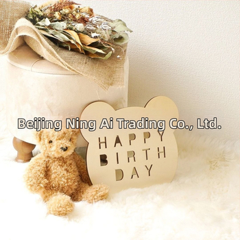 Ξύλινο αρκουδάκι για φωτογράφιση, basswood, πάχος 5 mm, στυλ Instagram, διακοσμητικό για γενέθλια