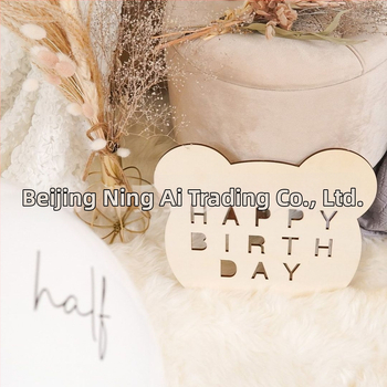 Ξύλινο αρκουδάκι για φωτογράφιση, basswood, πάχος 5 mm, στυλ Instagram, διακοσμητικό για γενέθλια