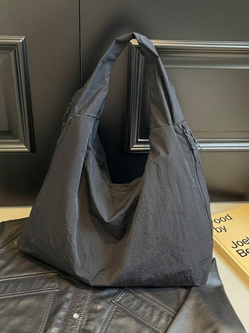 Платнена дамска tote чанта, градски стил, със цип, хоризонтална квадратна форма, подплата полиестер-памук