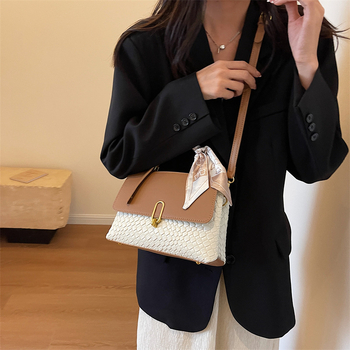 Τσάντα στον ώμο σε street-trend στυλ, PU υλικό, τετράγωνη τσάντα, σχήματος κουβά με καπάκι ανοίγματος, μονή λουρί