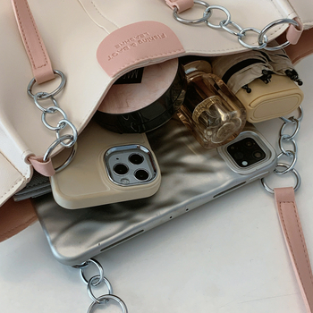 Чанта за рамо в стил уличен тренд, PU материя, вертикална квадратна форма, магнитно закопчаване, вътрешен джоб с цип