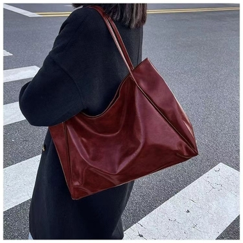 Unisex PU Tote Τσάντα, με Κουτί σχήμα, Μαγνητικό Κούμπωμα, PU Επένδυση, Άνοιξη 2024
