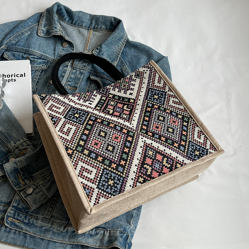 Geantă Tote din pânză, cu buzunar intern cu fermoar, închidere magnetică și mâneri duble