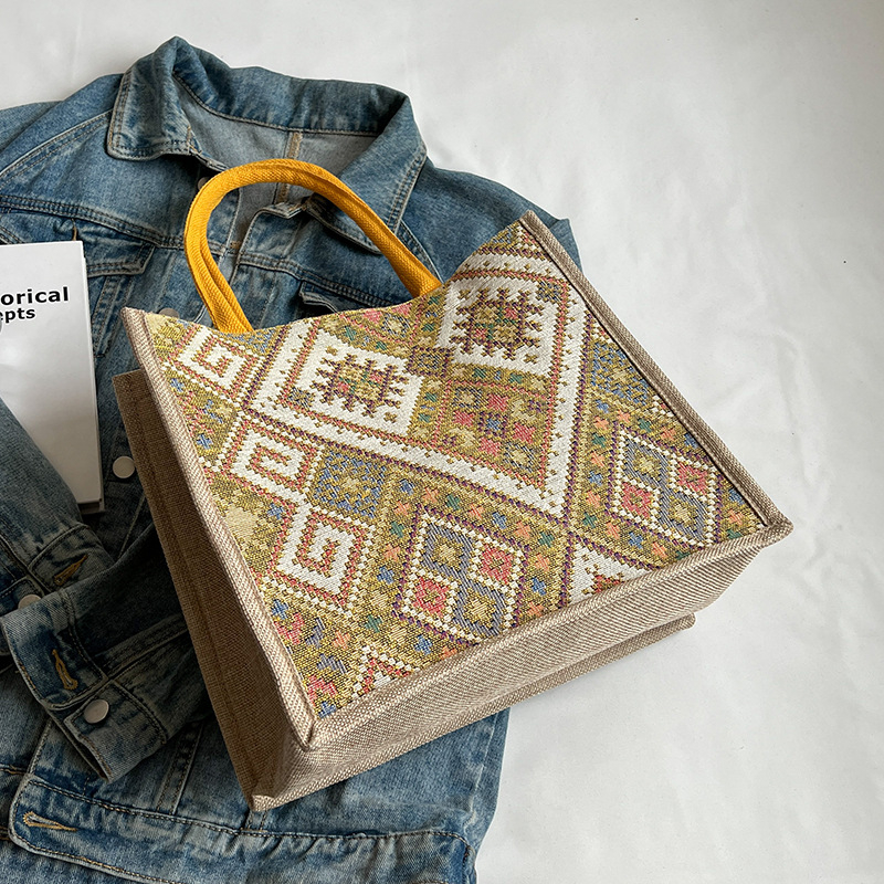 Geantă Tote din pânză, cu buzunar intern cu fermoar, închidere magnetică și mâneri duble