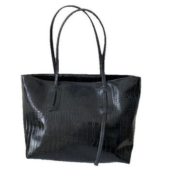 Γυναικεία PU tote τσάντα με μοτίβο κροκοδειλίου, μεγάλη χωρητικότητα, κλείσιμο με φερμουάρ, πολυεστερική επένδυση, με εσωτερική τσέπη, Άνοιξη 2025