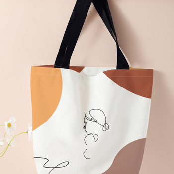 Γυναικεία τσάντα tote από καμβά με μεγάλη χωρητικότητα, κάθετης τετράγωνης σιλουέτας, ανοιχτή κορυφή, εσωτερική τσέπη με φερμουάρ και θήκη για ταυτότητα