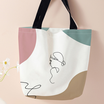 Γυναικεία τσάντα tote από καμβά με μεγάλη χωρητικότητα, κάθετης τετράγωνης σιλουέτας, ανοιχτή κορυφή, εσωτερική τσέπη με φερμουάρ και θήκη για ταυτότητα
