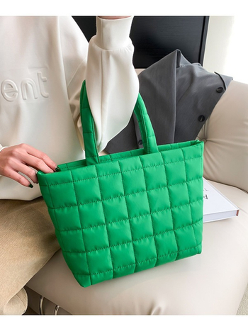 Τσάντα Tote από νάιλον, αστική απλότητα, οριζόντιο τετράγωνο σχήμα, φερμουάρ