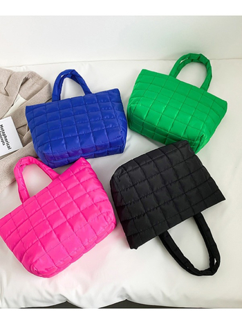 Τσάντα Tote από νάιλον, αστική απλότητα, οριζόντιο τετράγωνο σχήμα, φερμουάρ