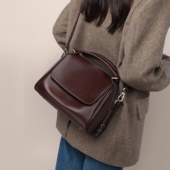 Női crossbody tote táska – SEAMMER valódi bőr, Boston stílus, nagy kapacitás, belső rekeszek, cipzáras zárás