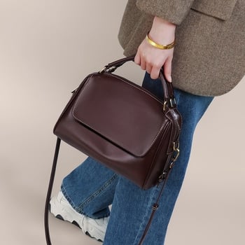 Női crossbody tote táska – SEAMMER valódi bőr, Boston stílus, nagy kapacitás, belső rekeszek, cipzáras zárás