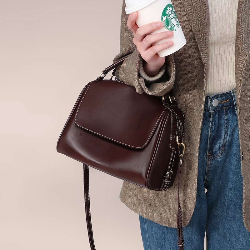 Női crossbody tote táska – SEAMMER valódi bőr, Boston stílus, nagy kapacitás, belső rekeszek, cipzáras zárás