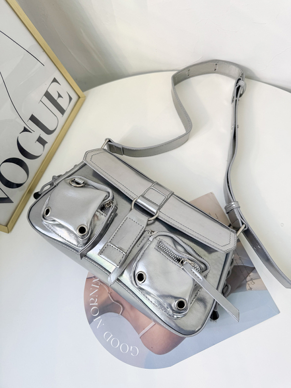 PU bőr alkar-crossbody táska, utcai stílus, horizontális négyzet alakú, zárható lezárás, belső zipzáras zseb, poliészter bélés, 2025 tavasz