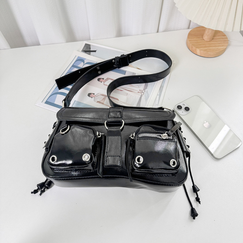 PU bőr alkar-crossbody táska, utcai stílus, horizontális négyzet alakú, zárható lezárás, belső zipzáras zseb, poliészter bélés, 2025 tavasz