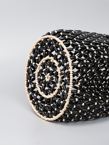 OLEI τσάντα κουβά από σφενδάμι, πλεκτή, με επένδυση πολυεστερική, άνοιγμα με ταινία, για ταξίδια αναψυχής, καλοκαίρι 2024