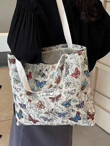 Τσάντα καμβά Tote, unisex στυλ, κάθετο τετράγωνο σχήμα, άνοιγμα με φερμουάρ, επένδυση πολυεστέρα