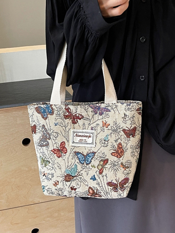 Τσάντα καμβά Tote, unisex στυλ, κάθετο τετράγωνο σχήμα, άνοιγμα με φερμουάρ, επένδυση πολυεστέρα