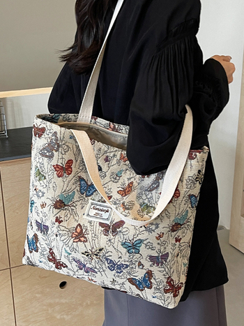 Τσάντα καμβά Tote, unisex στυλ, κάθετο τετράγωνο σχήμα, άνοιγμα με φερμουάρ, επένδυση πολυεστέρα