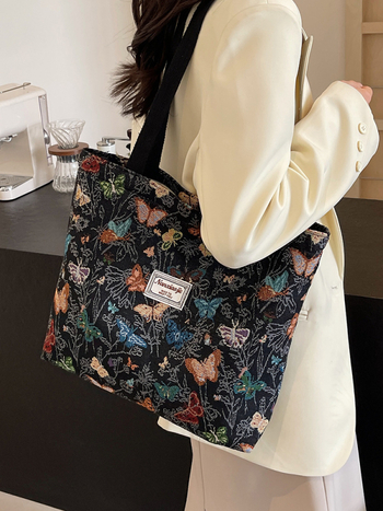 Τσάντα καμβά Tote, unisex στυλ, κάθετο τετράγωνο σχήμα, άνοιγμα με φερμουάρ, επένδυση πολυεστέρα