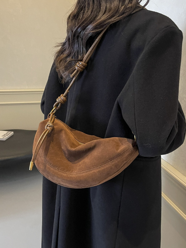 PU Dumpling crossbody táska, nagy kapacitás, cipzár, poliészter bélés