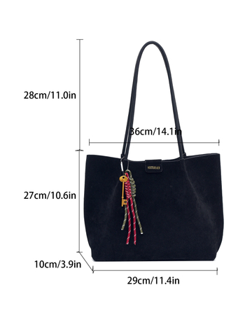 Двукомпонентен урбан Tote комплект от вълна с магнитно затваряне, хоризонтална квадратна форма и вътрешни джобове за телефон и ID