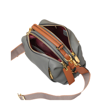 Γυναικεία τσάντα JB από γνήσιο δέρμα, στυλ Boston bag, φρέσκο και γλυκό ύφος, οριζόντια τετράγωνη μορφή, δέρμα πρώτης στρώσης, άνοιγμα με φερμουάρ